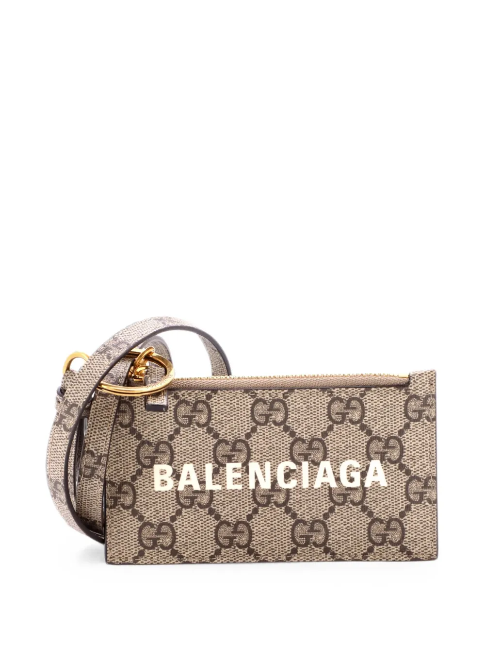Gucci Pre-Owned x Balenciaga Portacarte The Hacker Project in tela cerata GG con zip - Marrone