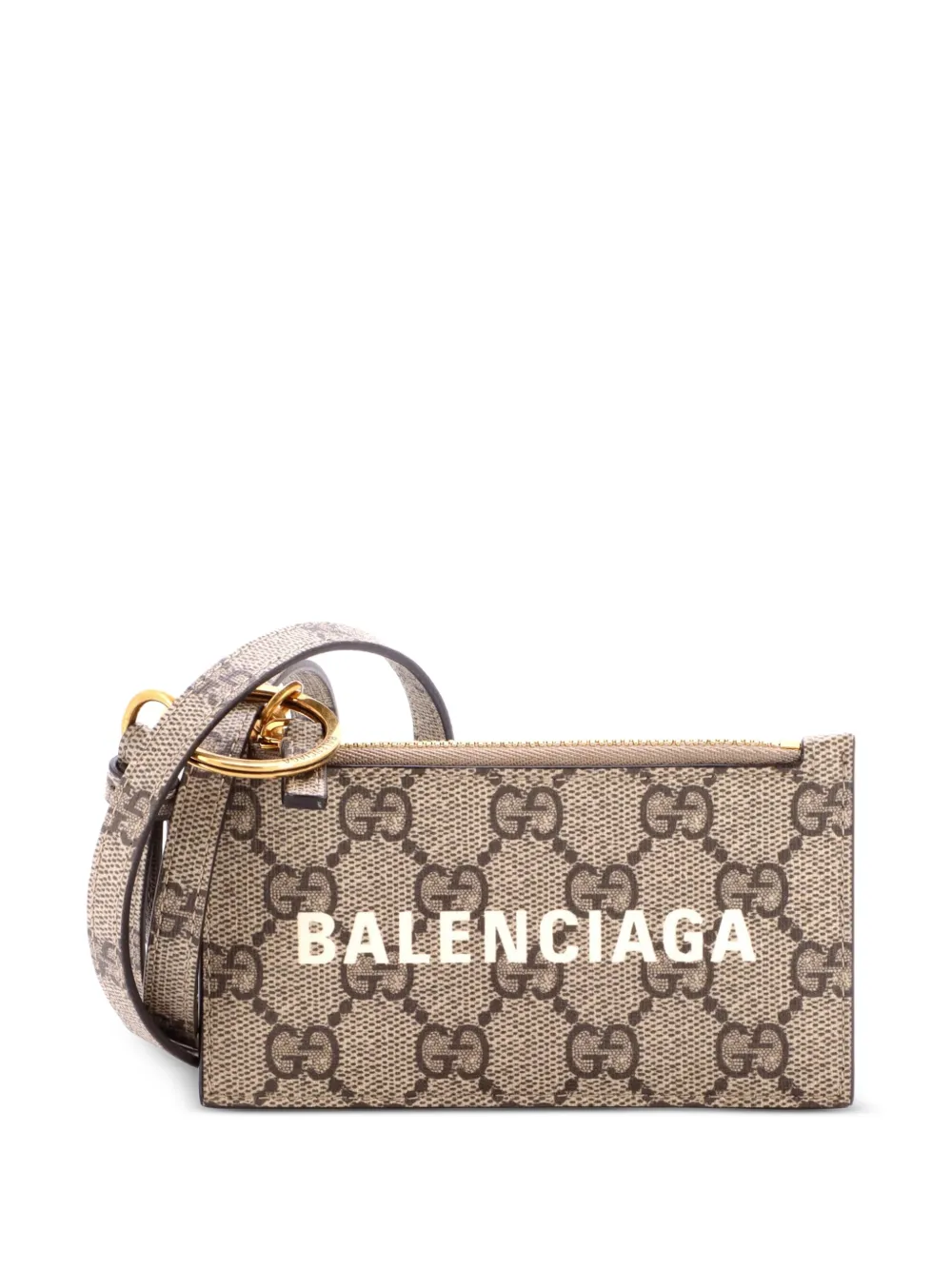 Gucci Pre-Owned x Balenciaga The Hacker Project Zip Case with Strap GG Coated Canvas card holder - Brown