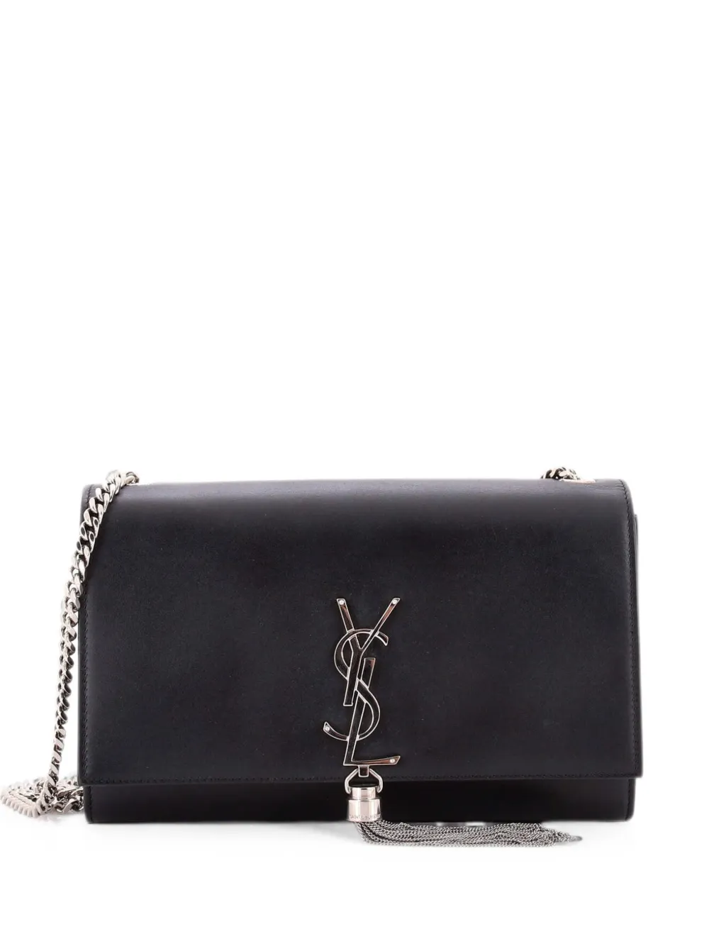 Saint Laurent Pre-Owned Borsa a tracolla Classic Monogram media in pelle con nappa - Nero