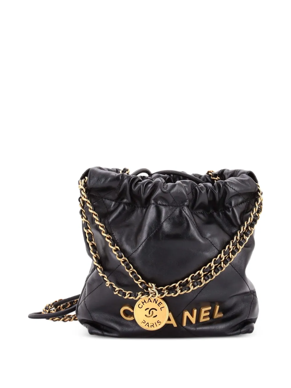 CHANEL Pre-Owned Borsa a tracolla 22 mini in pelle di vitello trapuntata - Nero