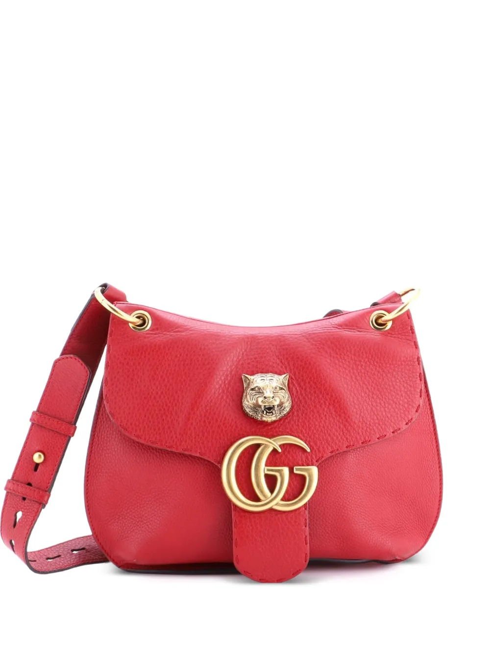 Gucci Pre-Owned Borsa a tracolla GG Marmont Animalier media in pelle - Rosso