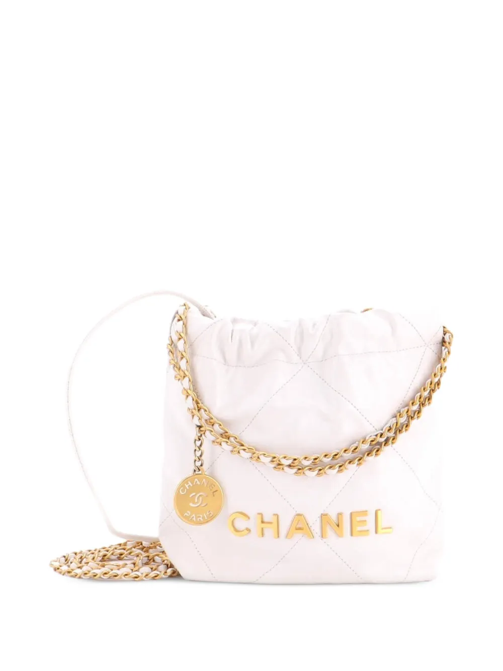 CHANEL Pre-Owned Borsa a tracolla 22 mini in pelle di vitello trapuntata - Bianco