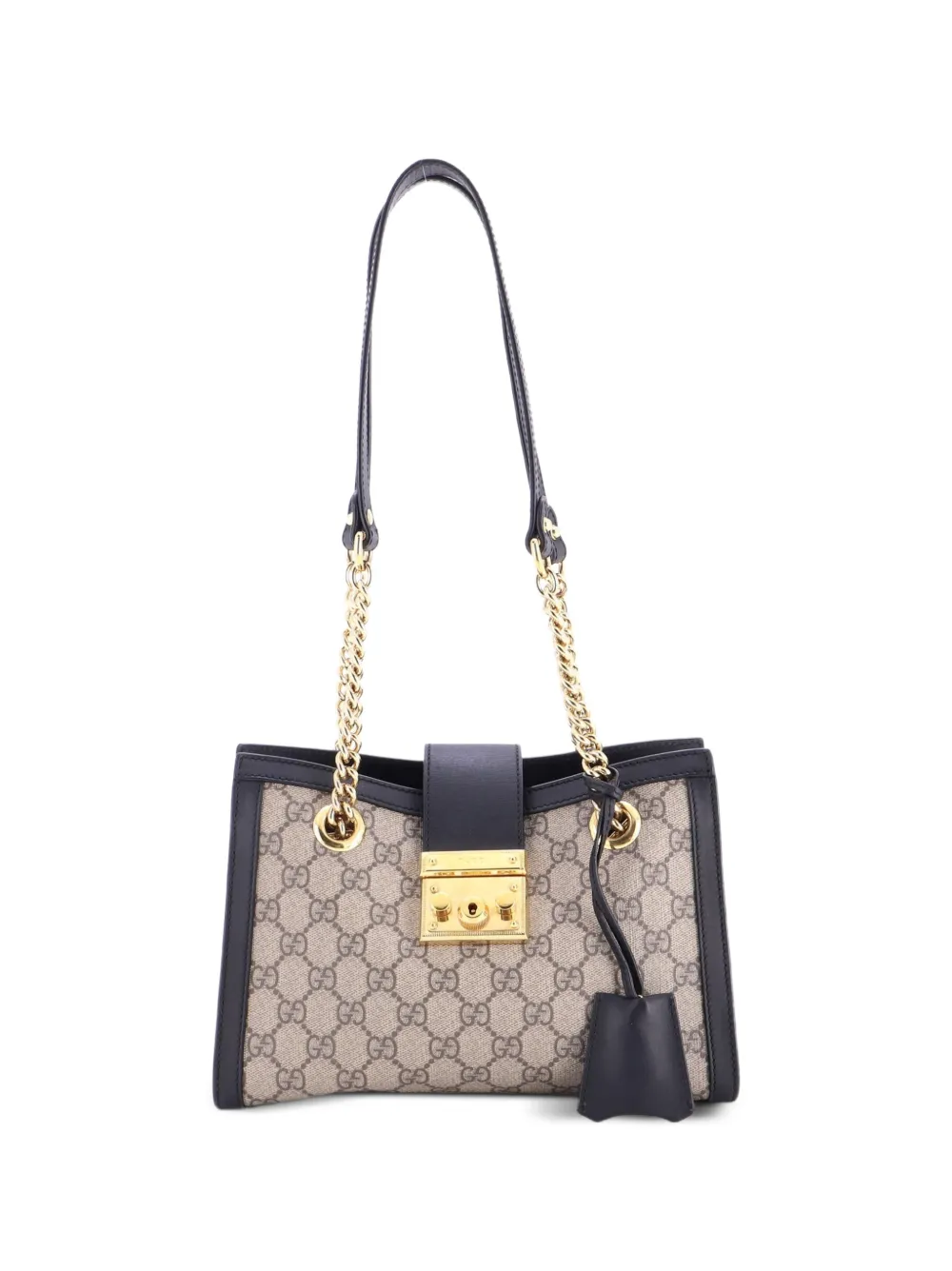 Gucci Pre-Owned Kleine Padlock Chain Tote Bag aus GG-beschichtetem Canvas - Schwarz