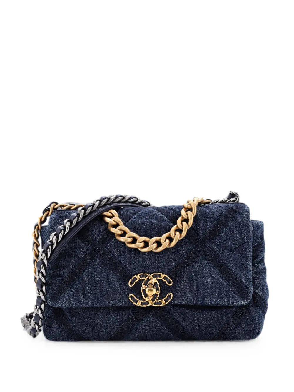 CHANEL Pre-Owned Gesteppte Jeans-Schultertasche 19cm - Blau
