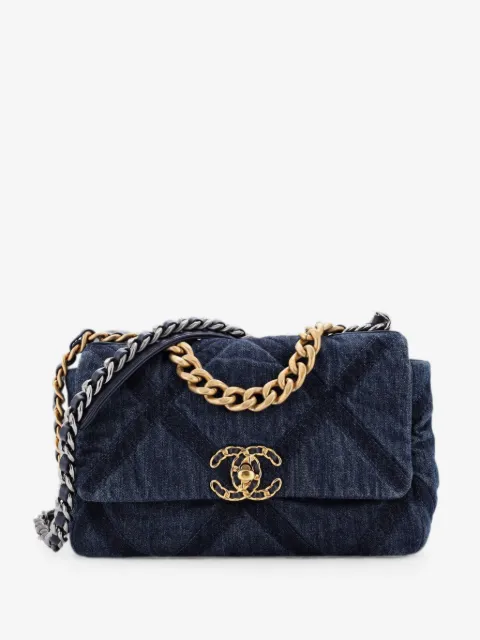CHANEL Pre-Owned 19 Flap Bag Quilted Denim Medium shoulder bag