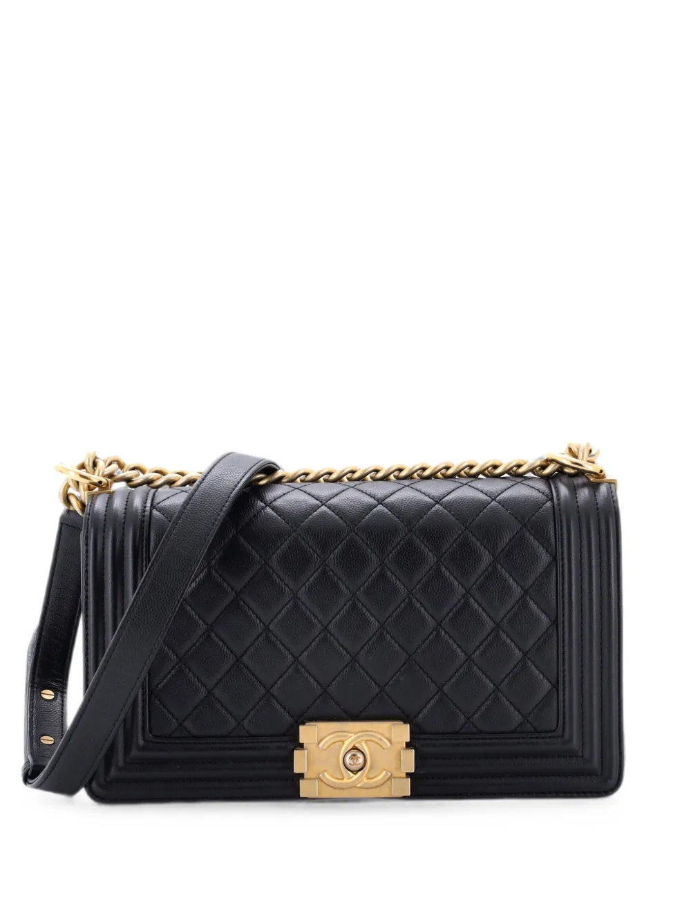 CHANEL Pre-Owned Boy Flap Bag Quilted Caviar Old Medium crossbody bag - Black