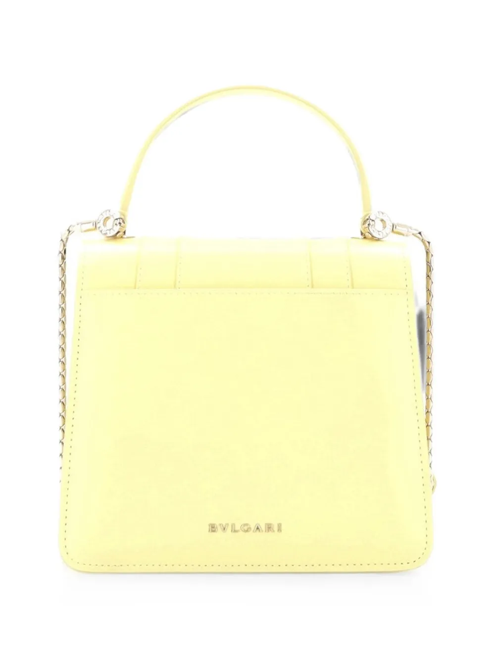 Pre-owned Bvlgari Serpenti Forever Top Handle Bag Leather Small Satchel In Yellow