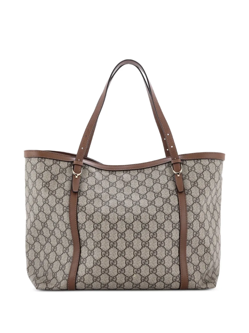 Gucci Pre-Owned Borsa tote Nice media in tela cerata GG e pelle - Marrone