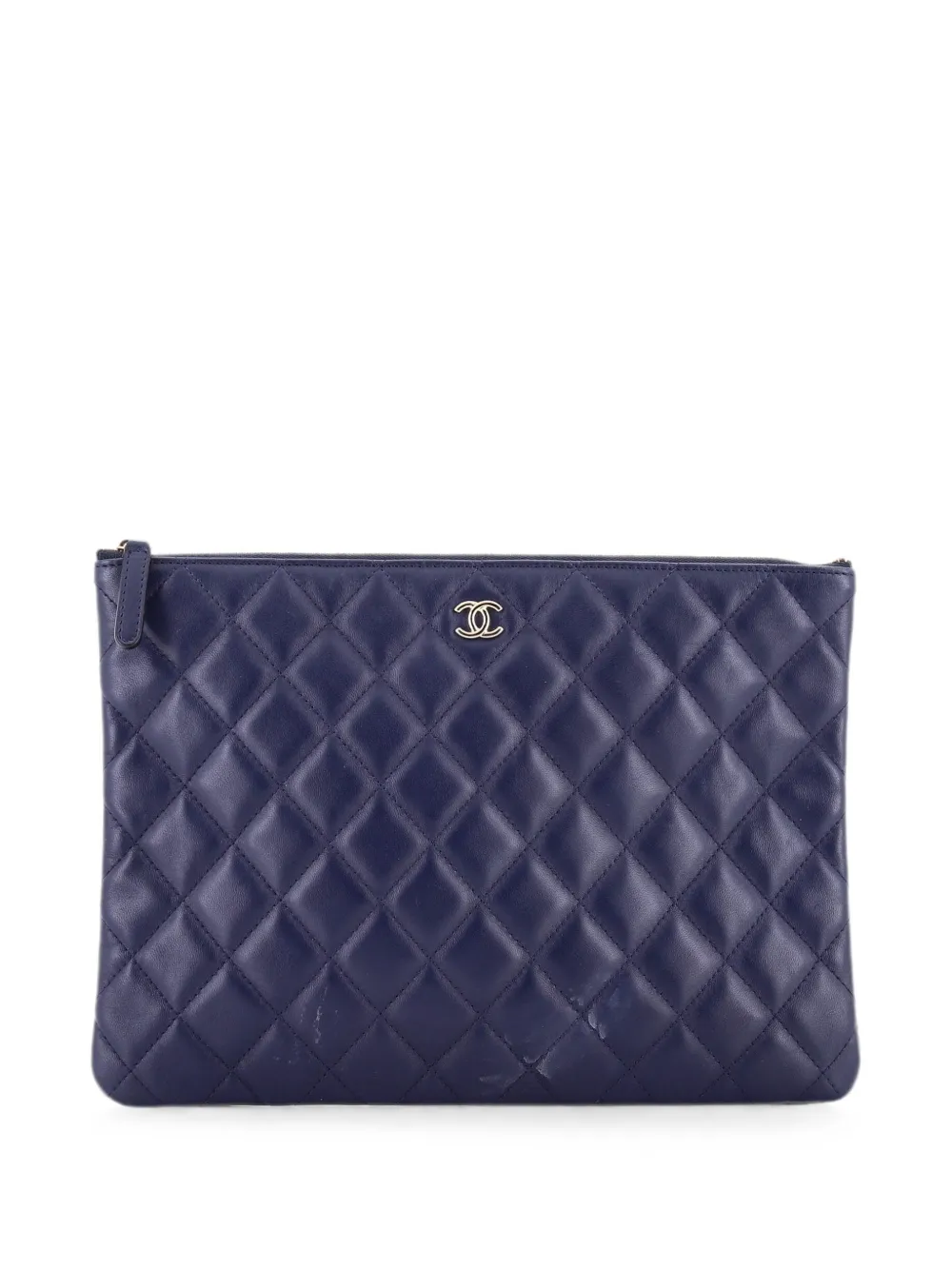 CHANEL Pre-Owned O Case Quilted Lambskin Medium clutch bag - Blue