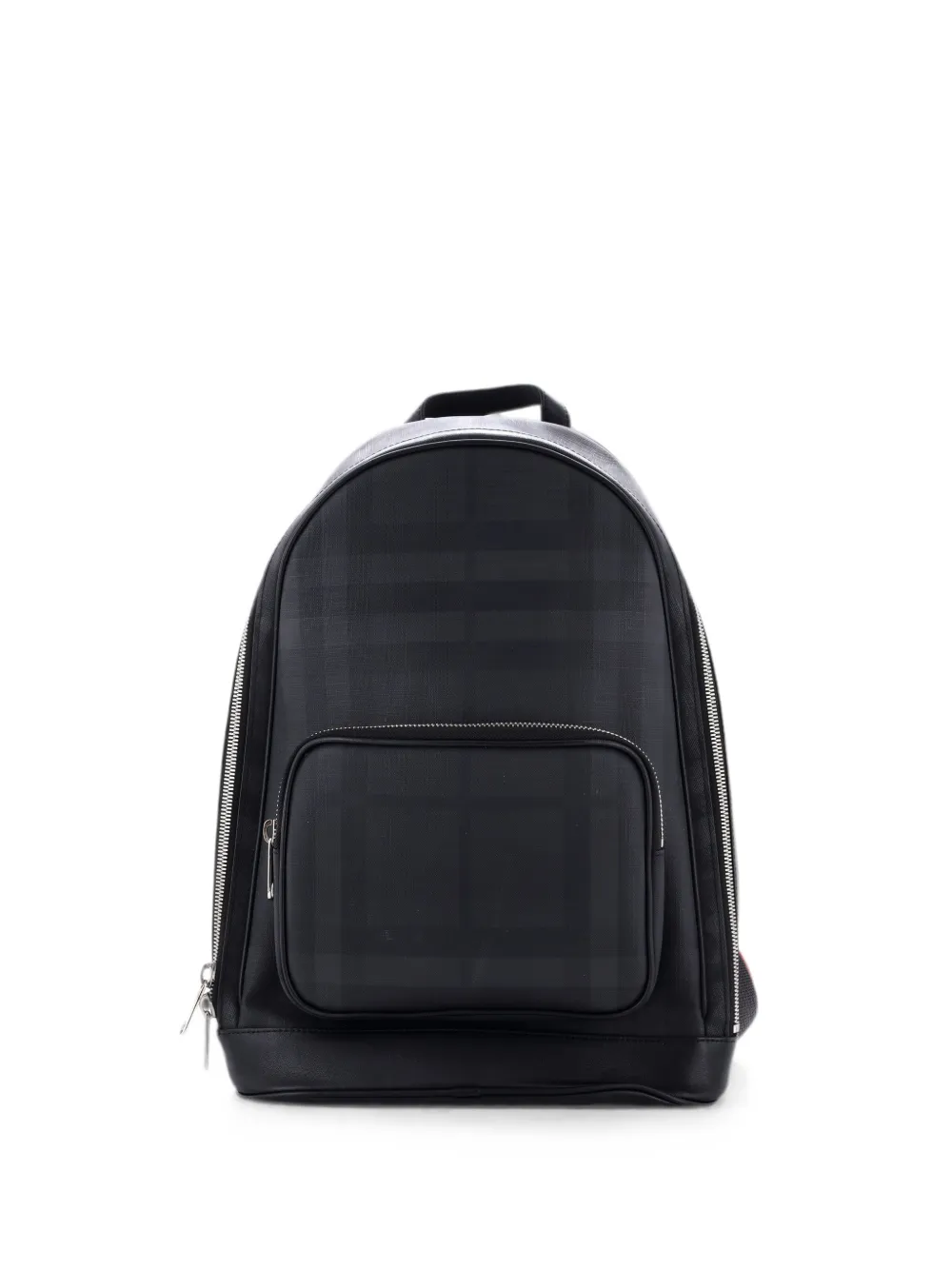 Burberry Pre-Owned Zaino medio in tela cerata e pelle con tasca frontale e motivo London Check - Nero