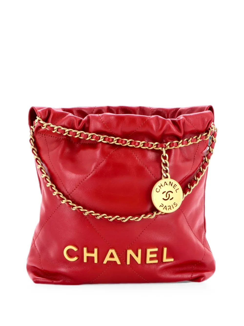 CHANEL Pre-Owned Borsa a tracolla 22 mini in pelle di vitello trapuntata - Rosso