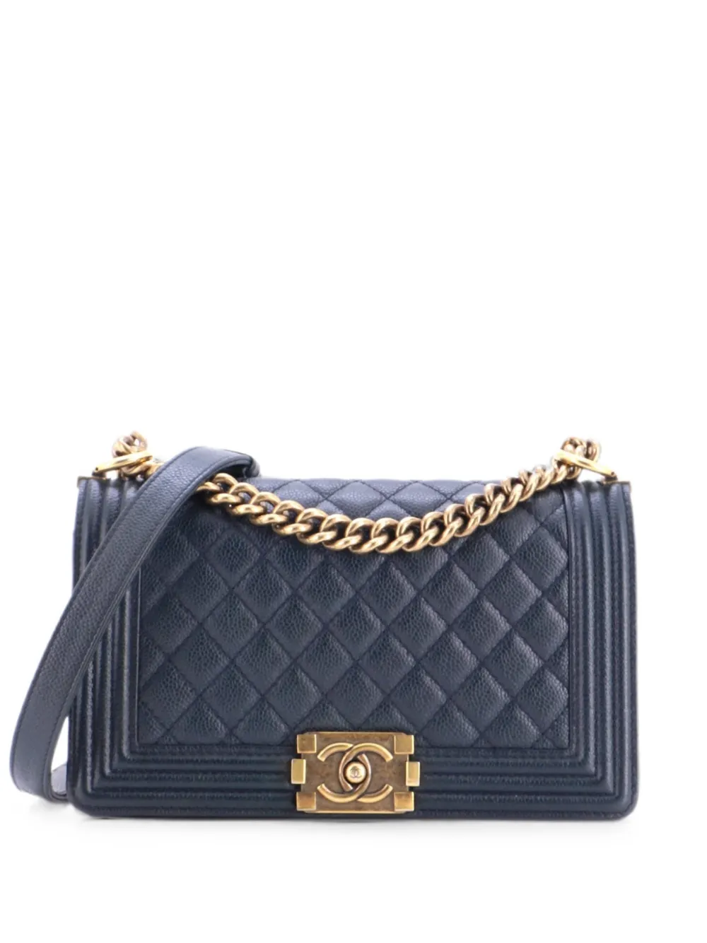 CHANEL Pre-Owned Boy Flap Bag Quilted Caviar Old Medium crossbody bag - Blue