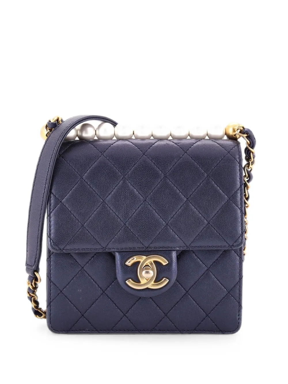 CHANEL Pre-Owned Chic Pearls Flap Bag Quilted Lambskin Mini crossbody bag - Blue