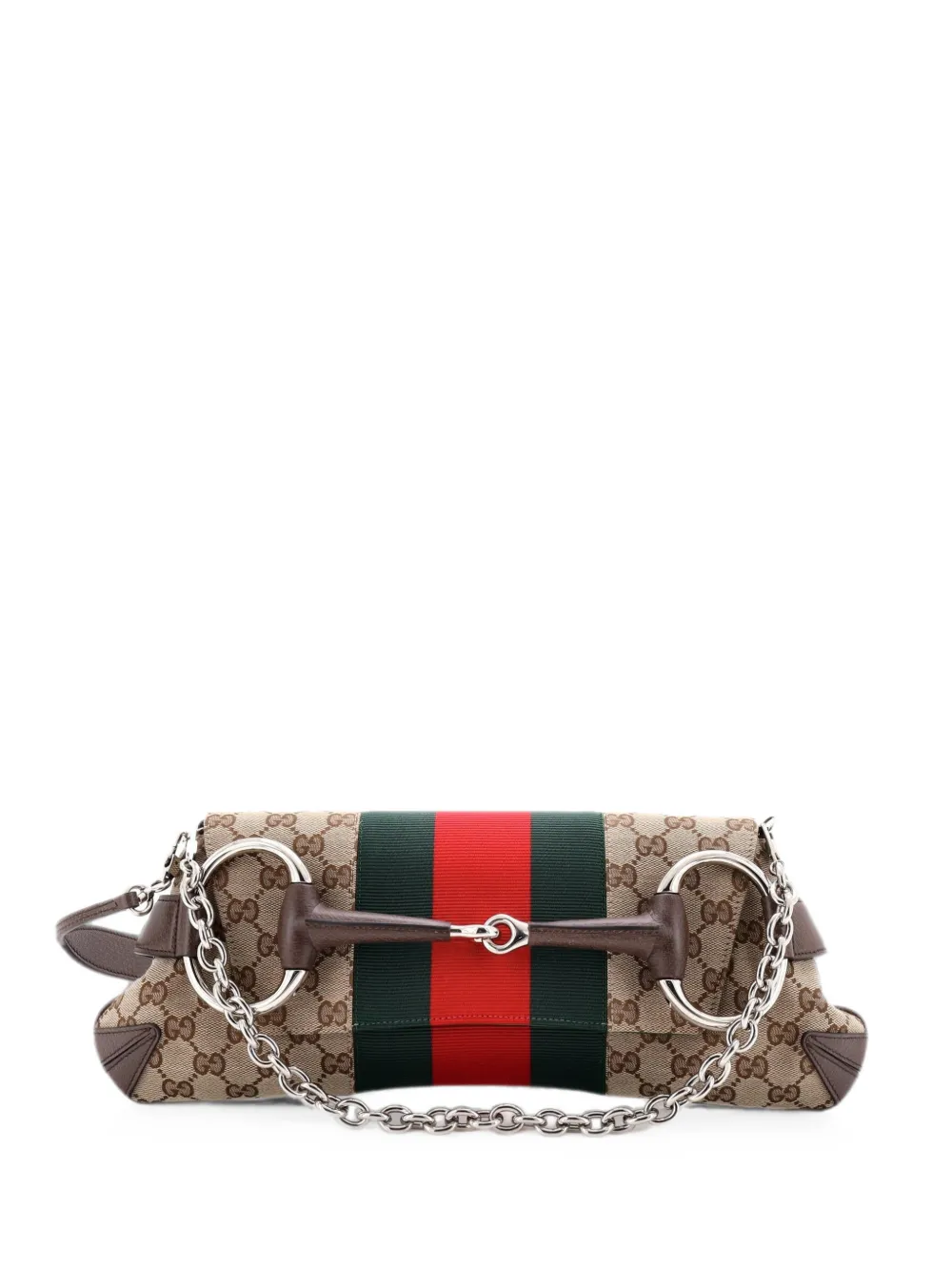 Gucci Pre-Owned Kleine Horsebit NM Clutch aus GG Canvas - Braun