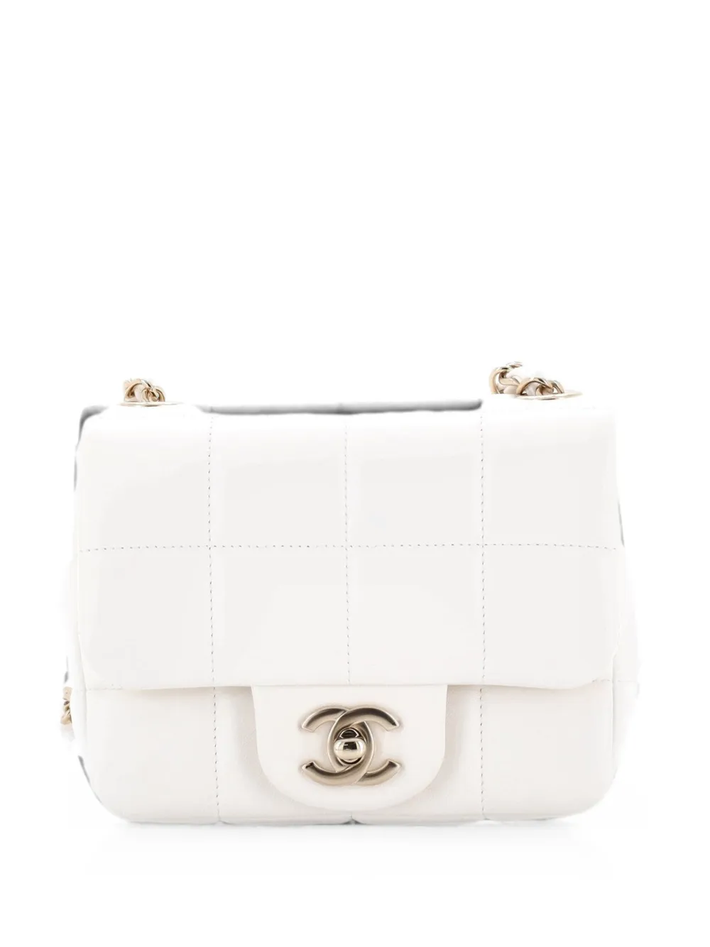 CHANEL Pre-Owned Monacoco Logo Blocks Square Flap Bag Quilted Lambskin with Resin Mini crossbody bag - White