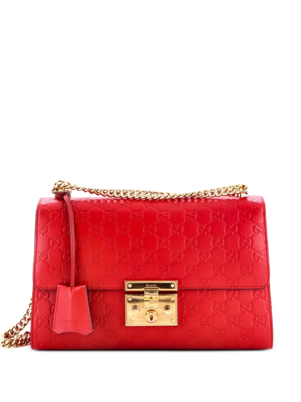 Gucci Pre-Owned Mittelgroße Padlock Guccissima Schultertasche - Rot