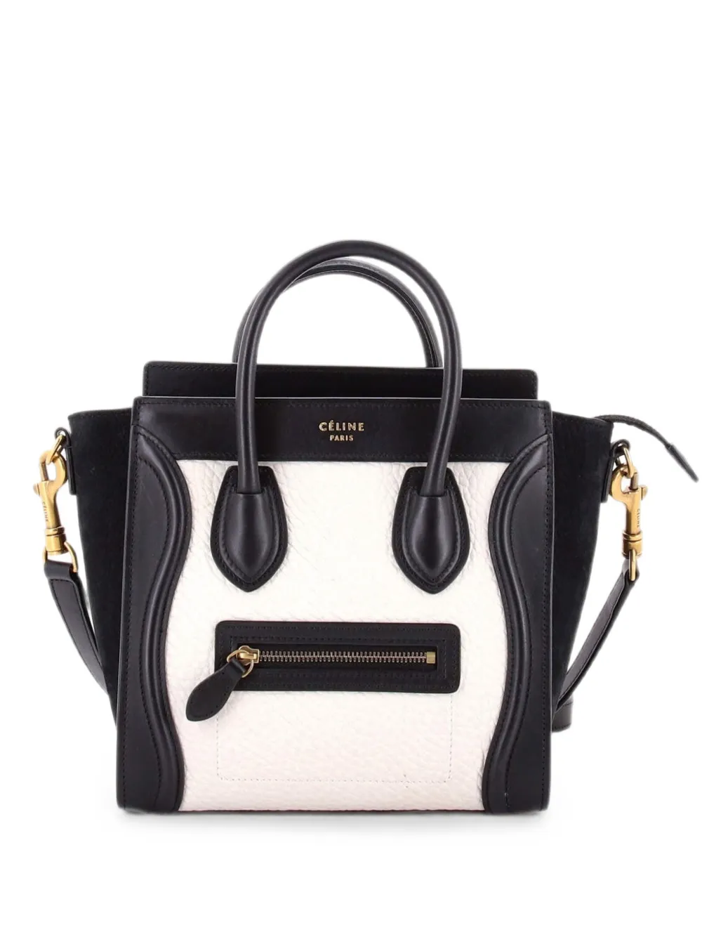 Celine Pre-Owned Nano zweifarbige Umhängetasche aus gekörntem Leder - Schwarz