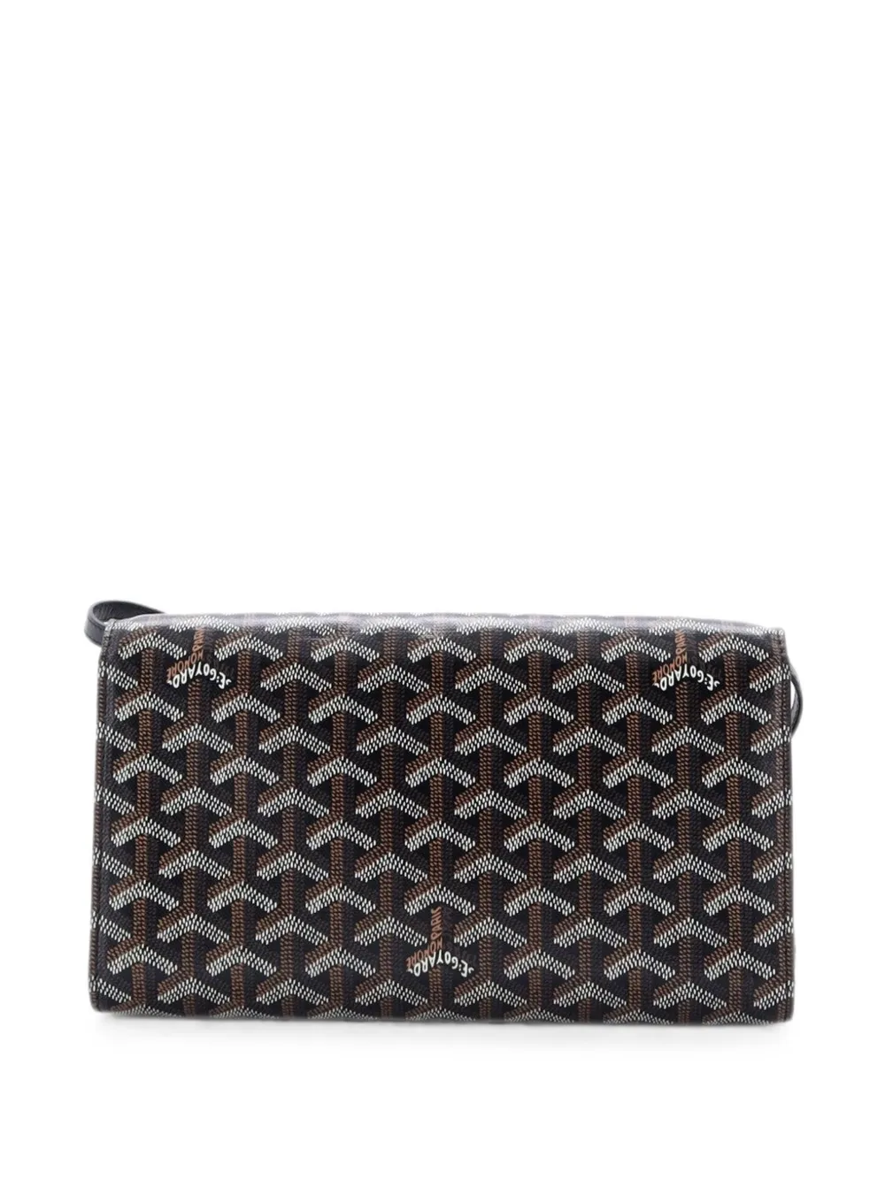 Pre-owned Goyard Monte Carlo Clutch With Strap Coated Canvas Pm Crossbody Bag In Black