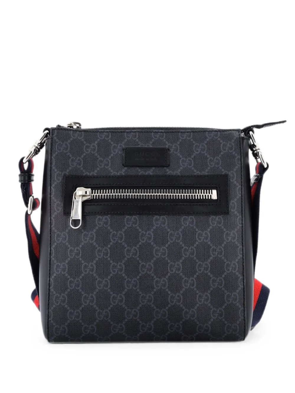 Gucci Pre-Owned Borsa a tracolla GG piccola in tela cerata con decorazione Web e zip - Nero