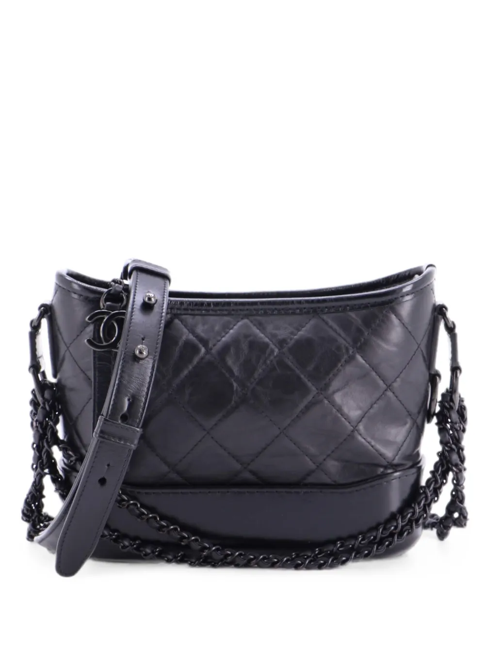CHANEL Pre-Owned So Black Gabrielle Quilted Aged Calfskin Small hobo bag