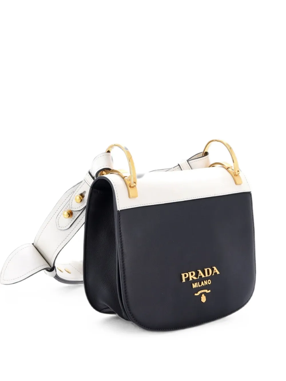 Prada Pre-Owned Pionniere Saddle City Calfskin Small crossbody bag - White