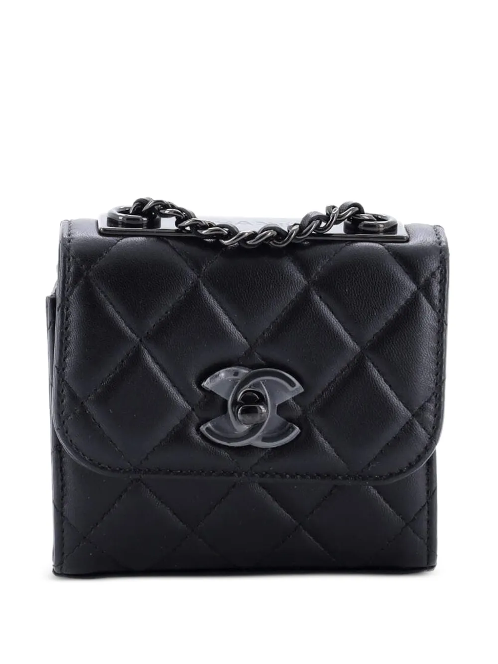 CHANEL Pre-Owned Borsa a spalla So Black Trendy CC piccola in pelle di agnello trapuntata con catena - Nero