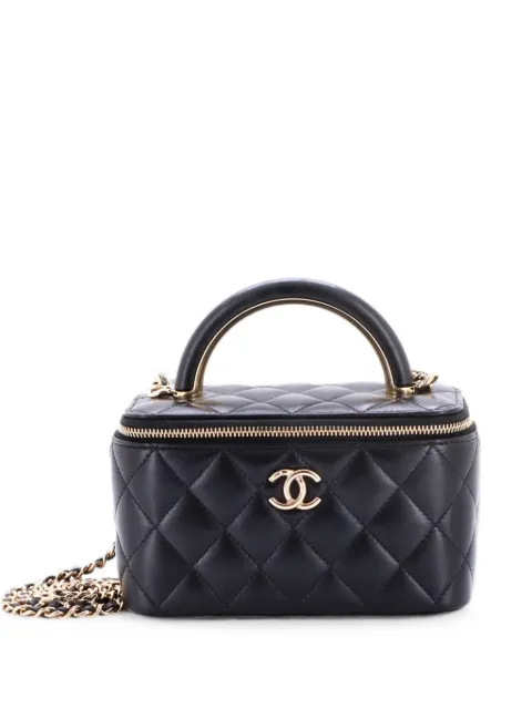 CHANEL Pre-Owned Charming Handle Vanity Case with Chain Quilted Lambskin Small satchel