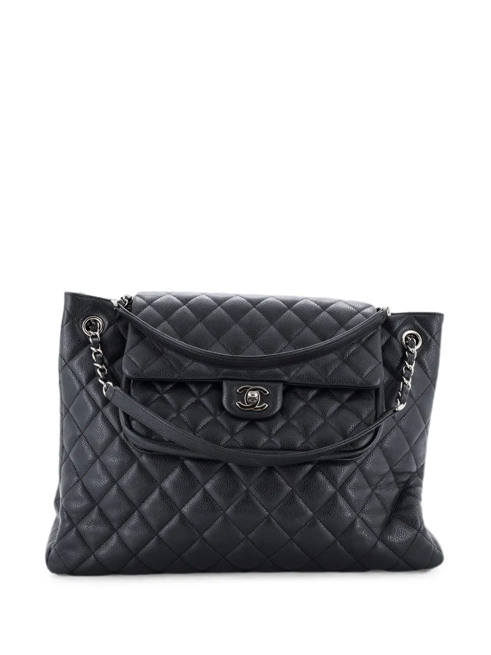 CHANEL Pre-Owned Classic Flap Shopping Quilted Caviar Large tote bag - Black