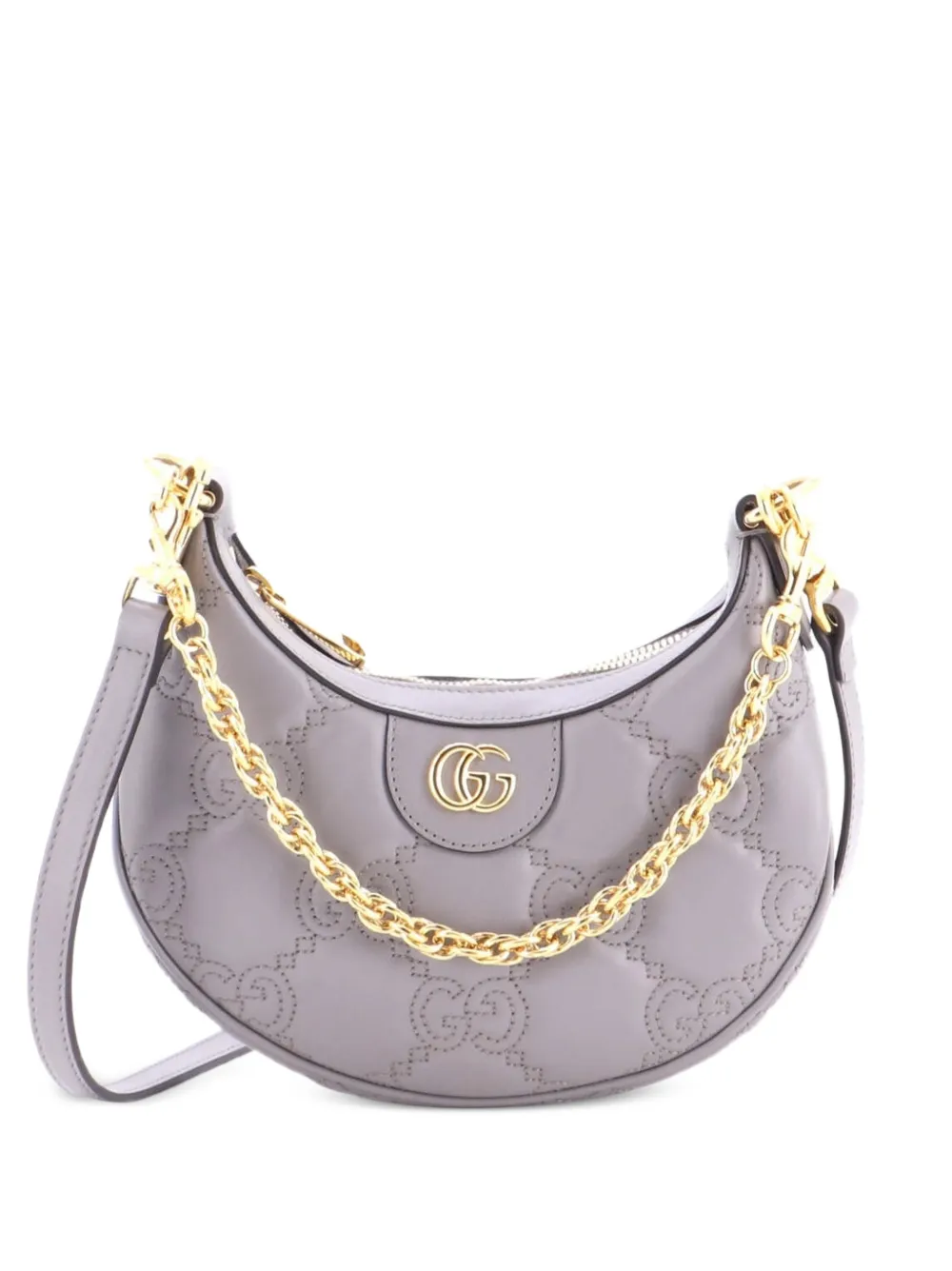 Gucci Pre-Owned Borsa a spalla Half Moon Hobo GG Matelasse mini in pelle - Grigio