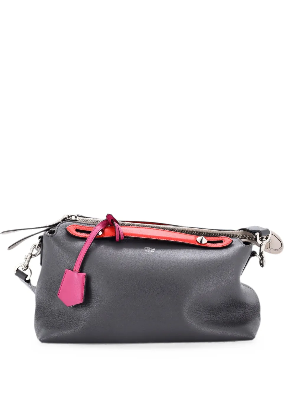 Pre-owned Fendi By The Way Calfskin Medium Satchel In Grey
