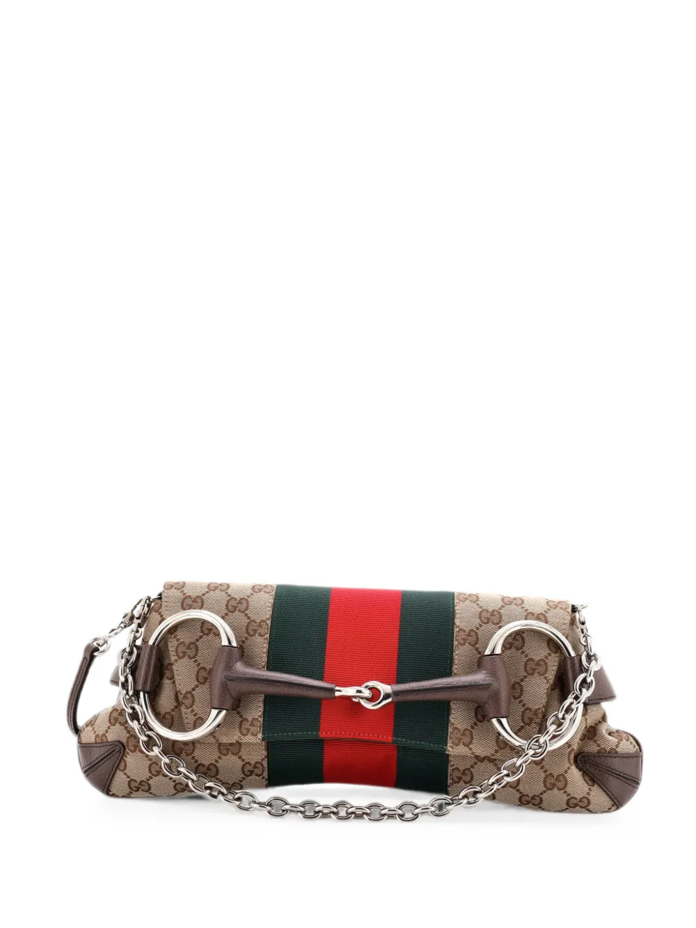 Gucci Pre-Owned Kleine Horsebit NM Clutch aus GG Canvas - Braun