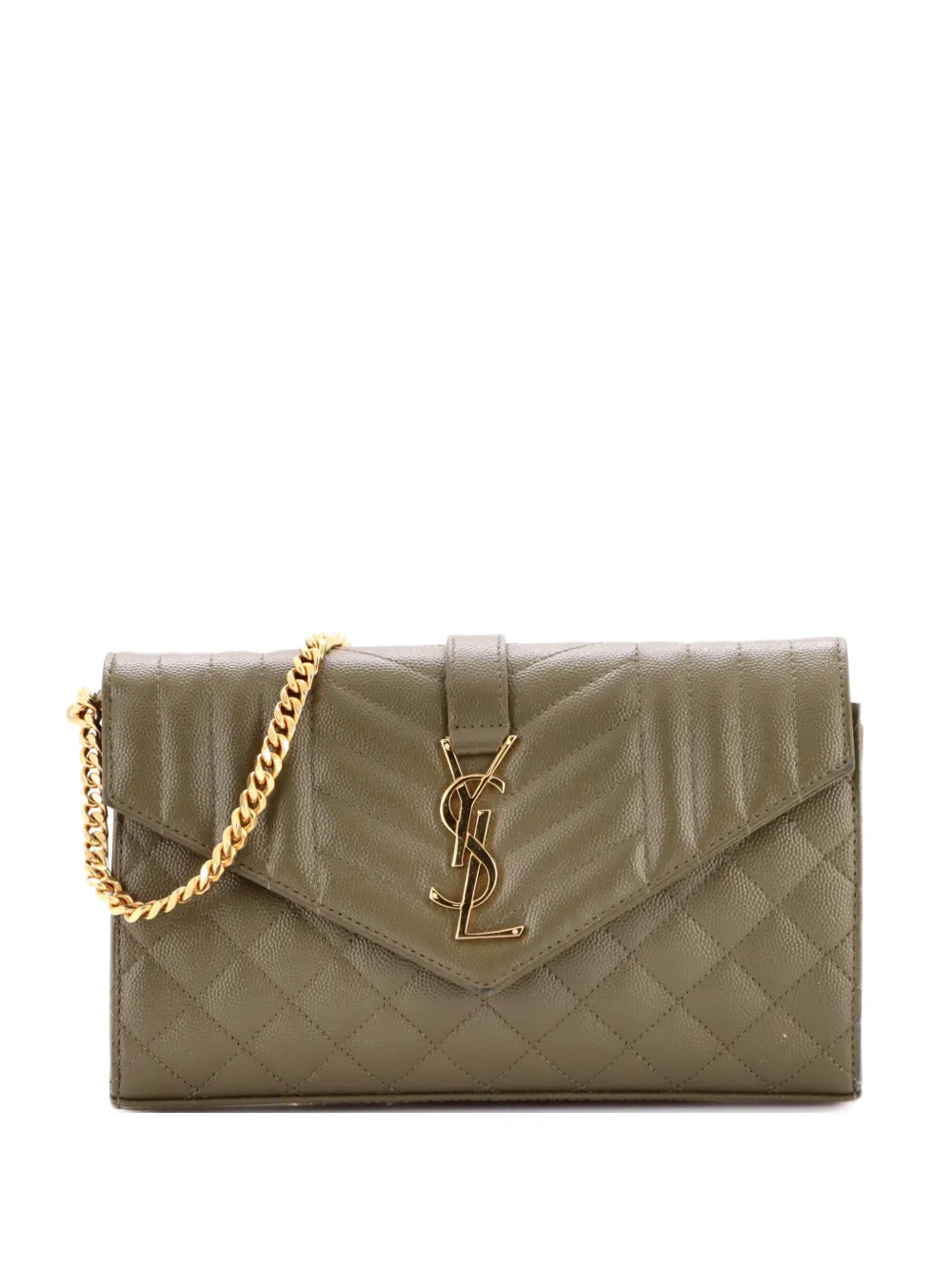 Saint Laurent Pre-Owned Classic Monogram Chain Wallet Mixed Matelasse Leather Medium crossbody bag - Green
