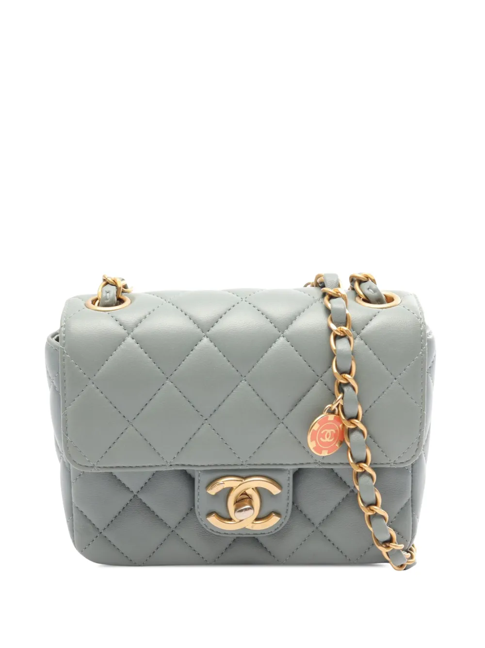 CHANEL Pre-Owned Borsa a tracolla squadrata mini in pelle di agnello con ciondoli Casino Royale e battente 2021-2026 - Blu