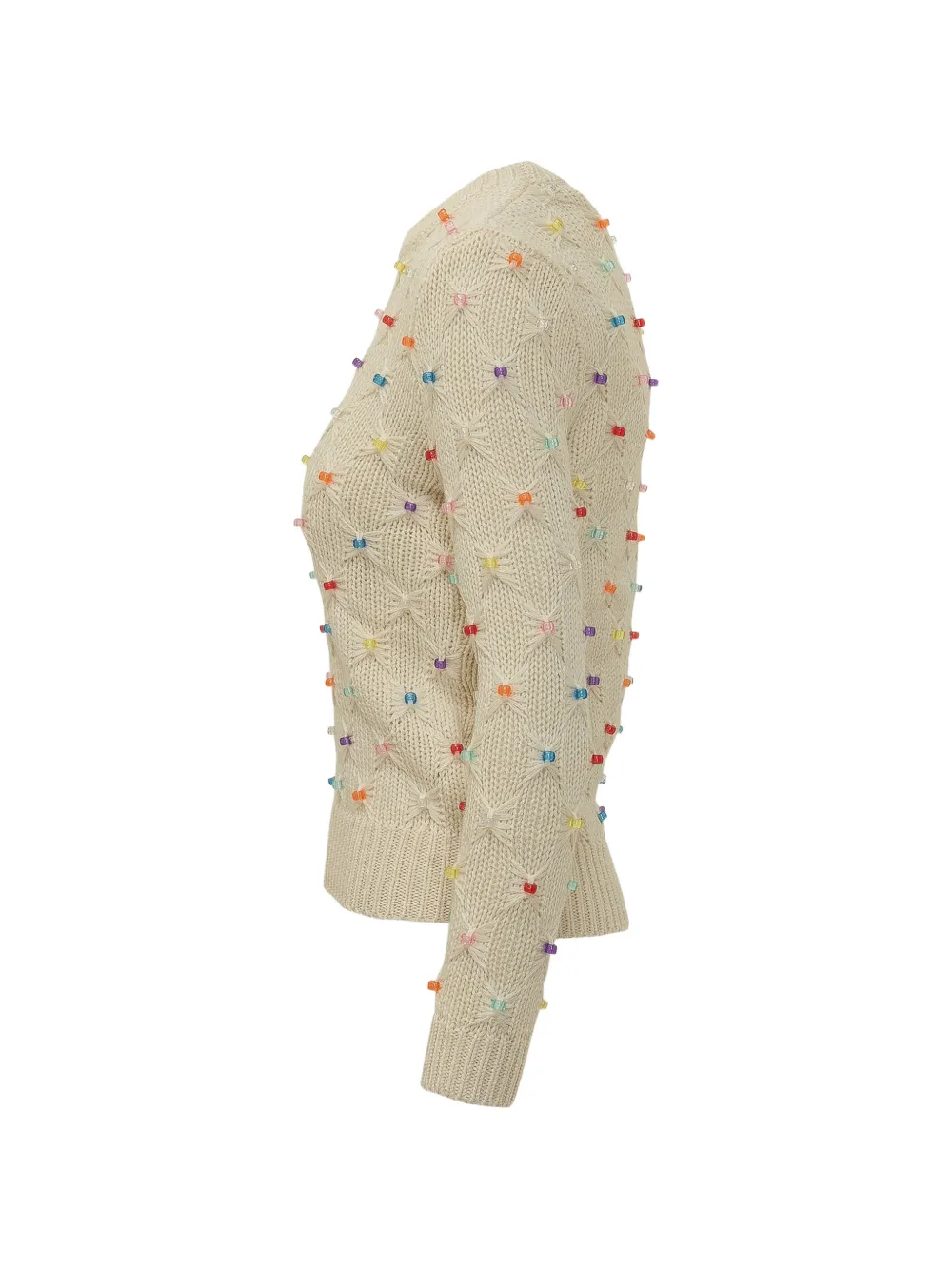 MARANT ÉTOILE Priyanka Bead-embellished Open-knit Sweater in Neutrals, view 3