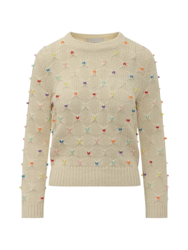 Marant Étoile Priyanka Bead-embellished Open-knit Sweater in Neutrals