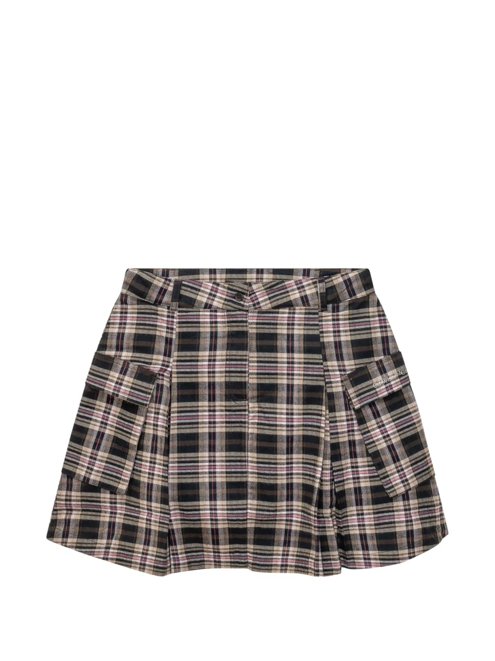 Off-White Kids check-pattern cargo skirt - Schwarz