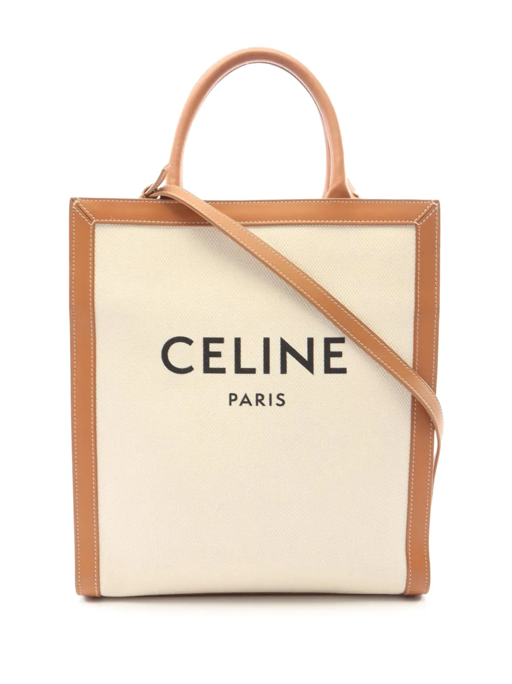Pre-owned Celine 2010-2026 Small Canvas Vertical Cabas Satchel In Brown