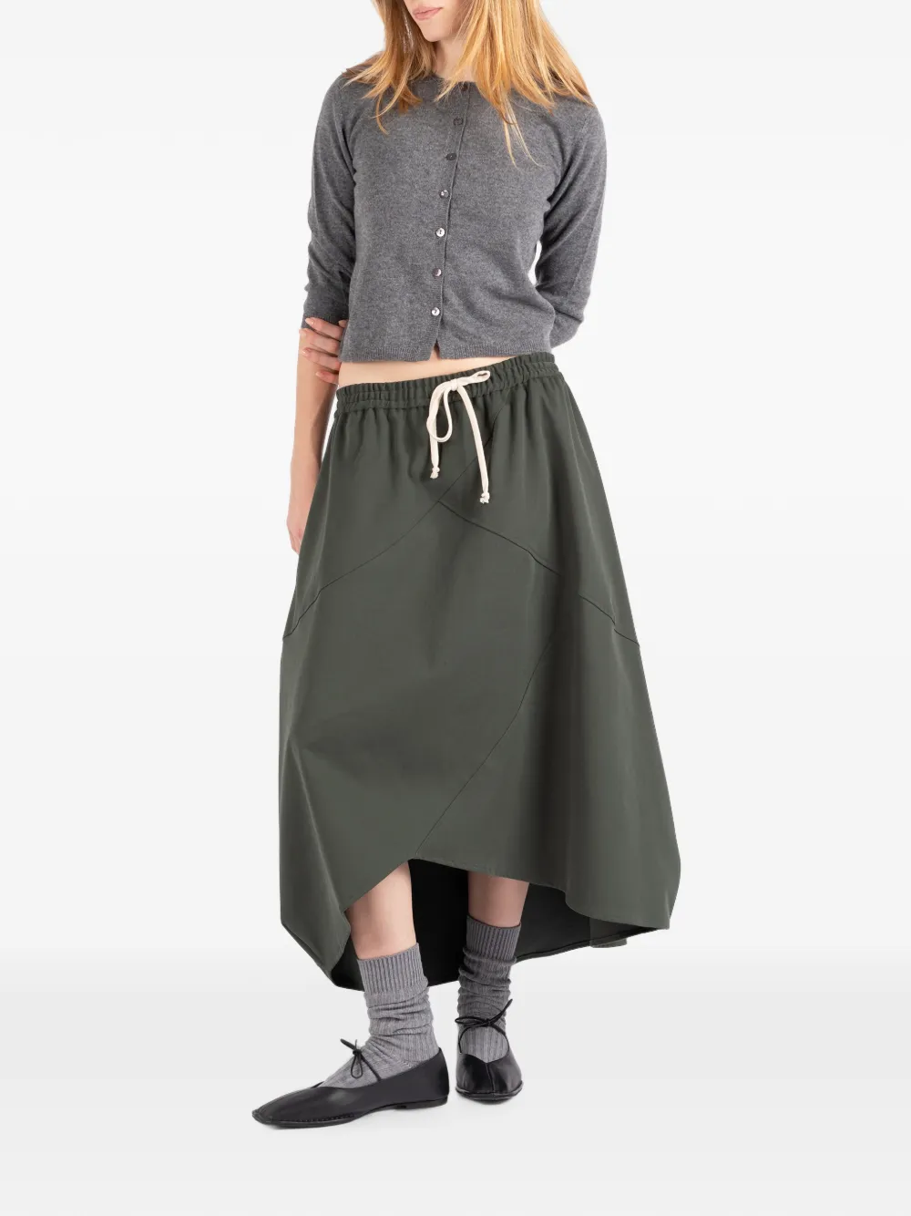 Société Anonyme Bunka asymmetrische maxi-rok met trekkoord Groen