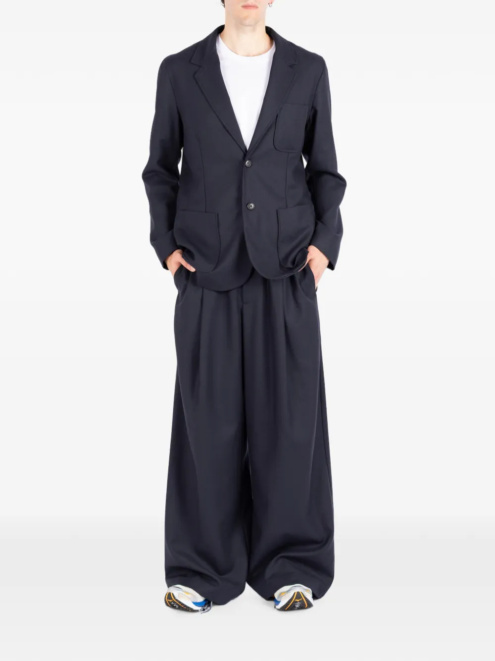 Société Anonyme Gatsby plooibroek met wijde pijpen Blauw