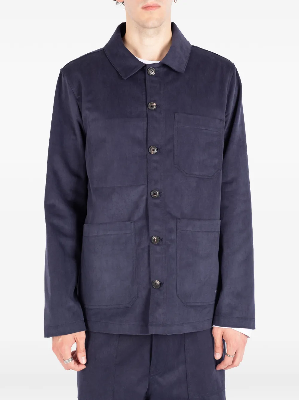 Société Anonyme Work button-up cotton shirt jacket - Blau