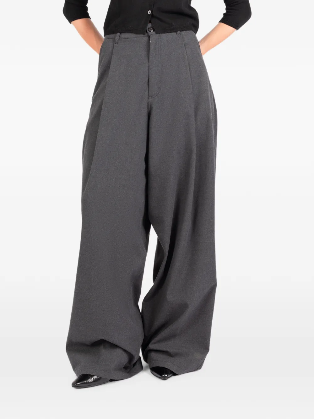Société Anonyme St. Andrew geplooide katoenen broek met wijde pijpen Grijs