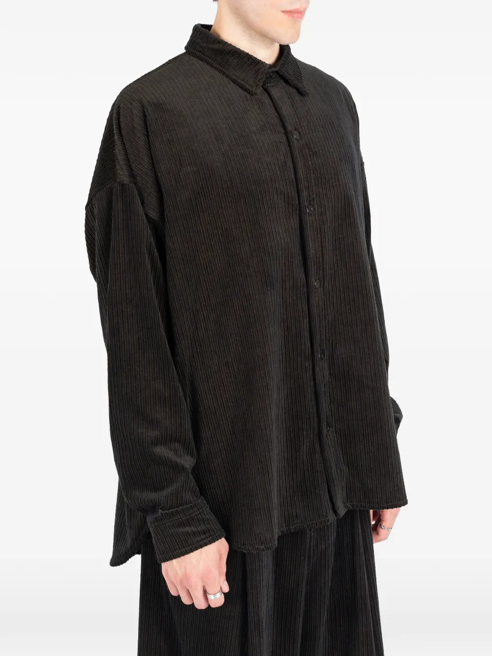 Société Anonyme Oversized shirt met ribfluwelen effect Groen