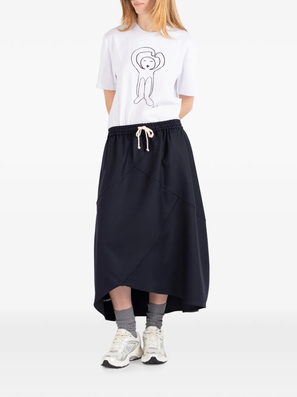 Société Anonyme Bunka midi-rok met asymmetrische vlakken Blauw