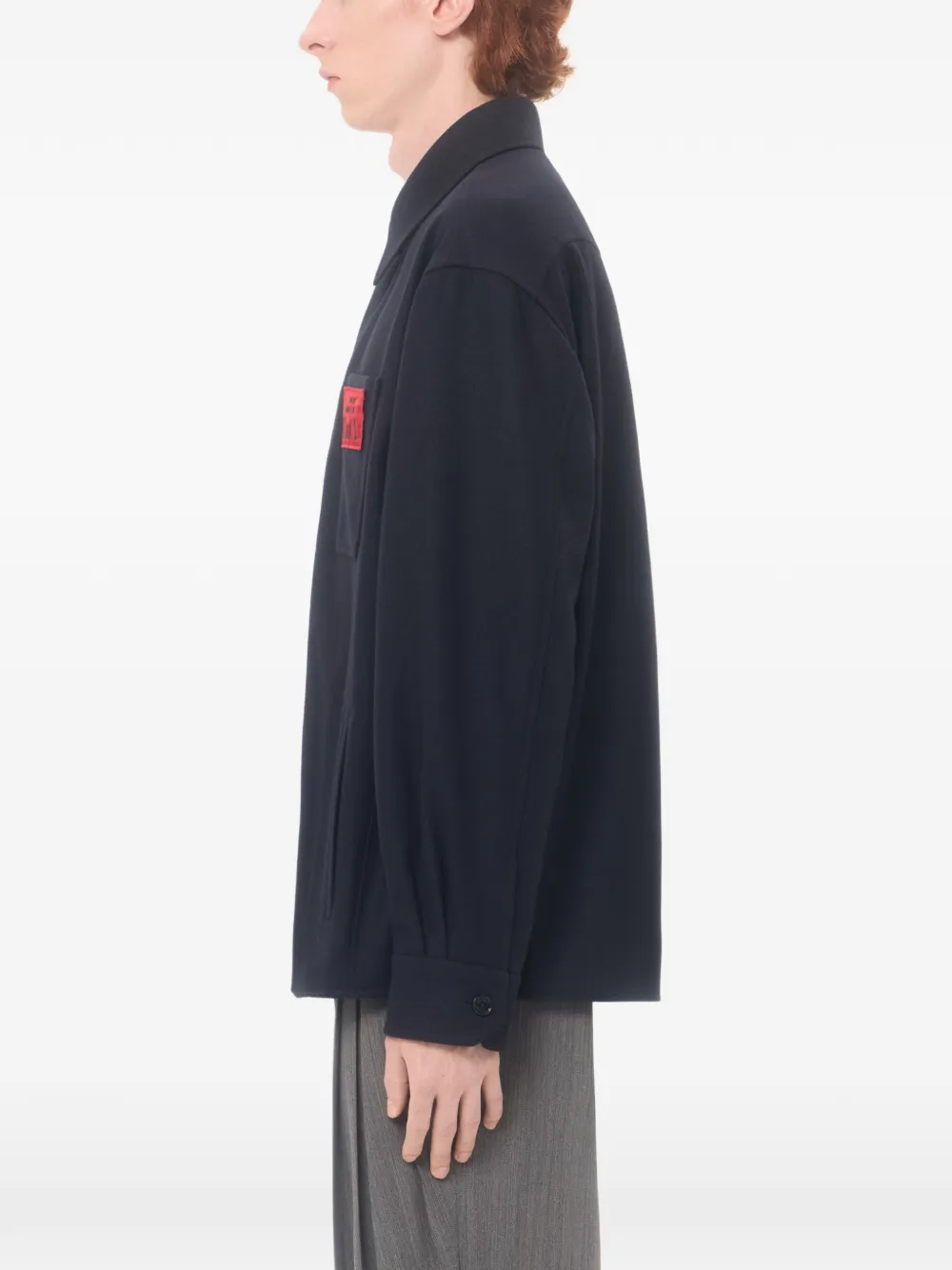 Valentino Garavani Wollen shirtjack met logopatch Blauw
