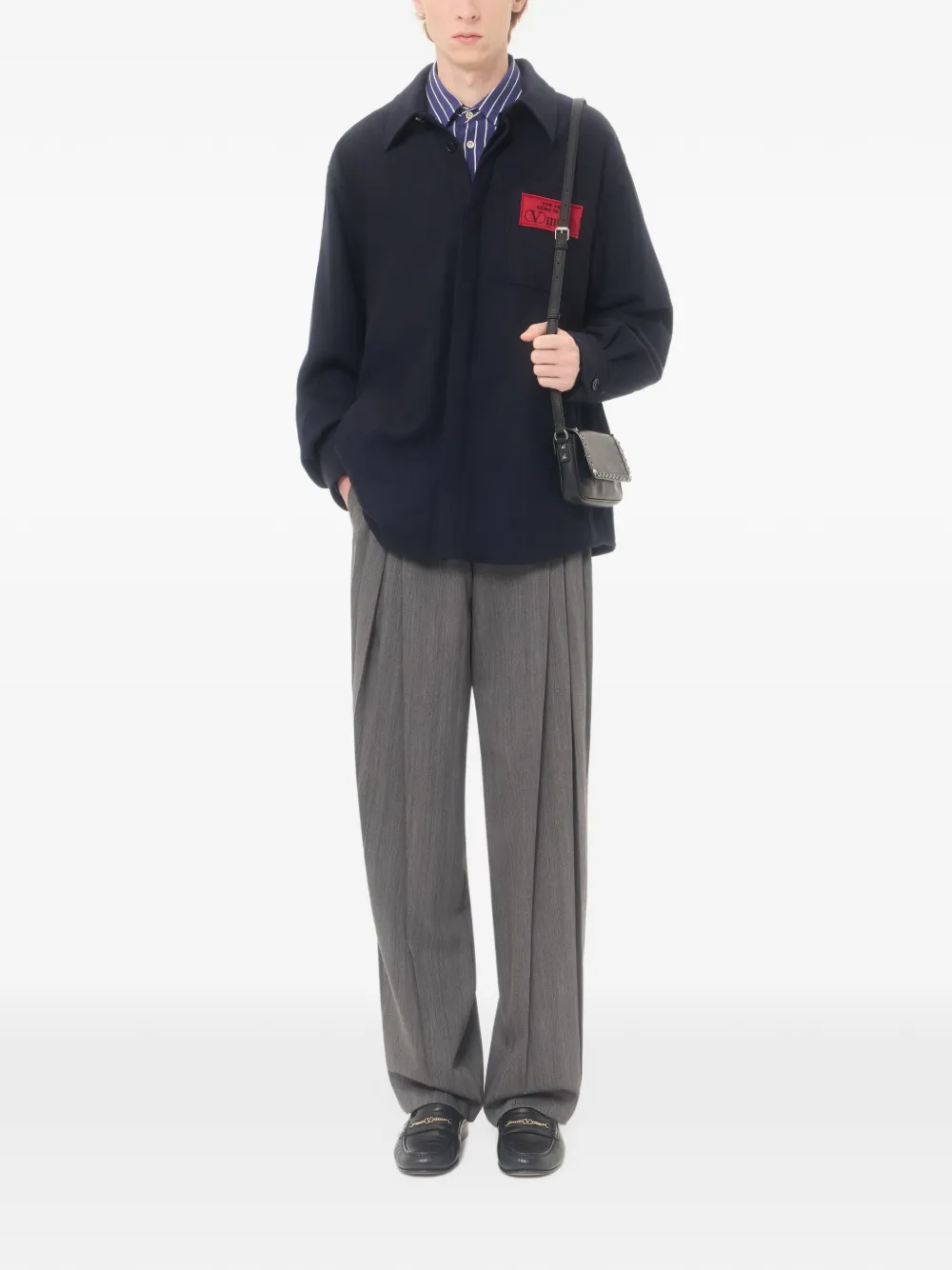Valentino Garavani Wollen shirtjack met logopatch Blauw
