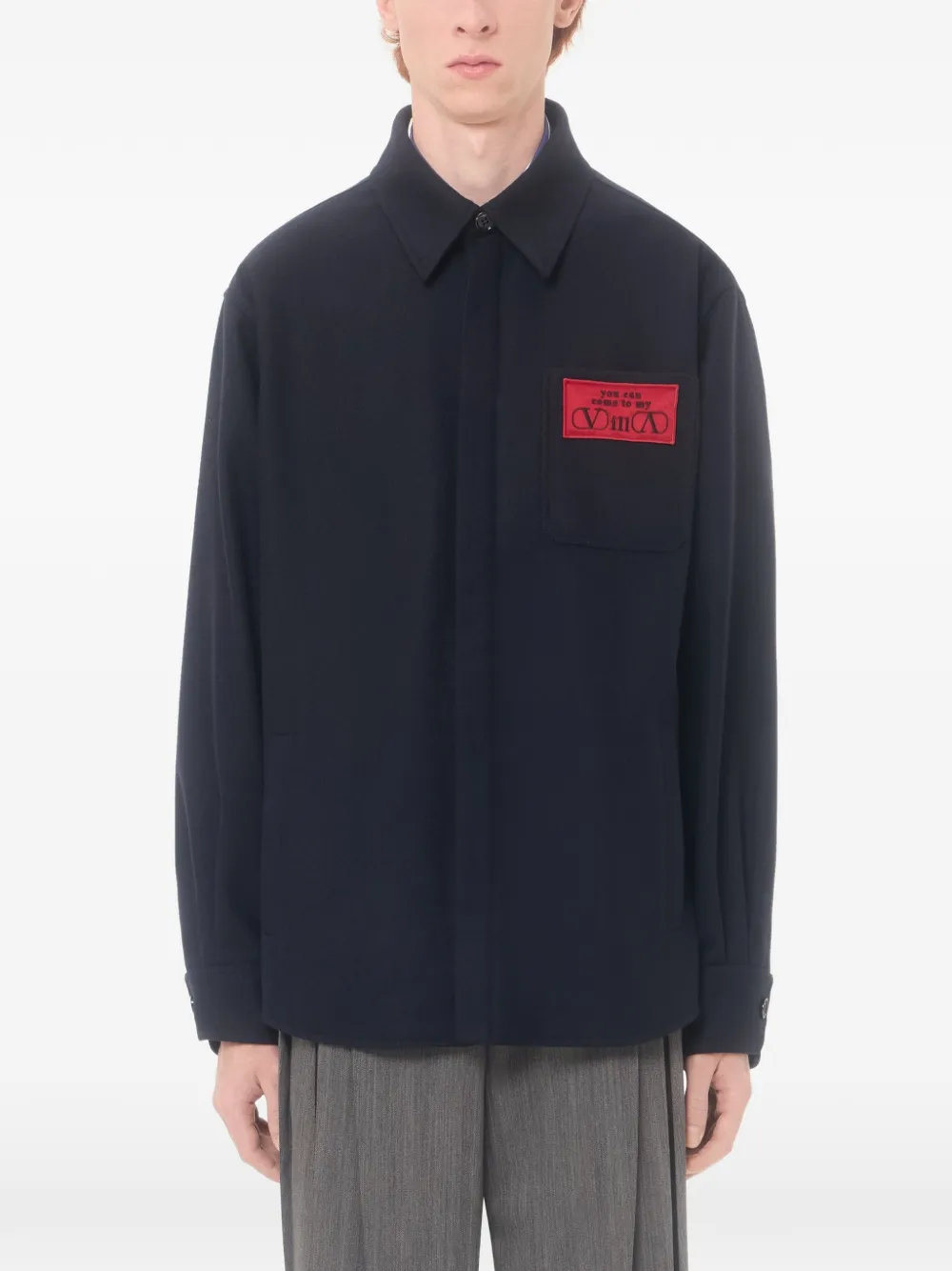 Valentino Garavani Wollen shirtjack met logopatch Blauw