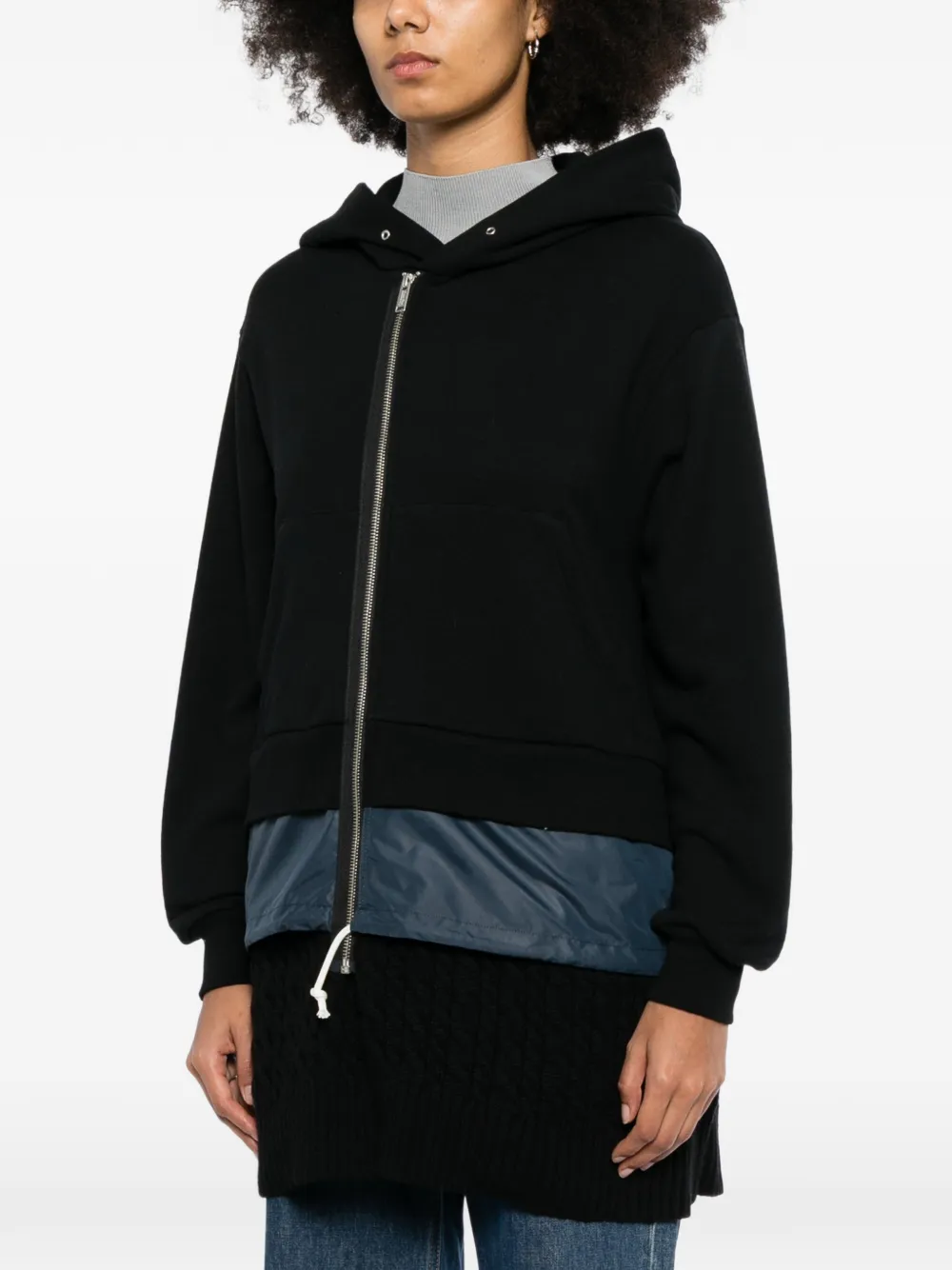 Undercover Hoodie met gelaagd effect en rits Zwart