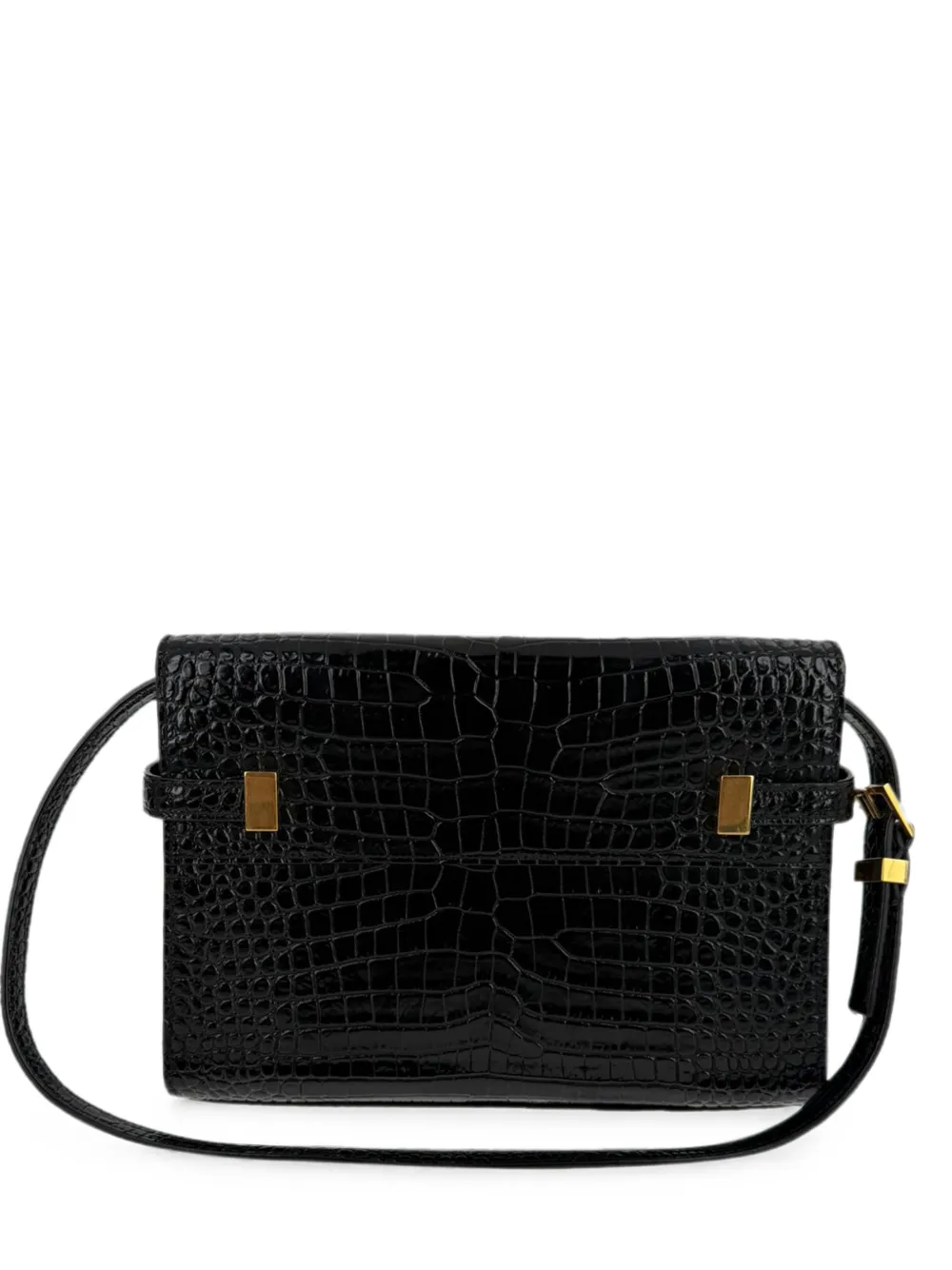Saint Laurent Pre-Owned Manhattan croc-embossed shoulder bag - Nero