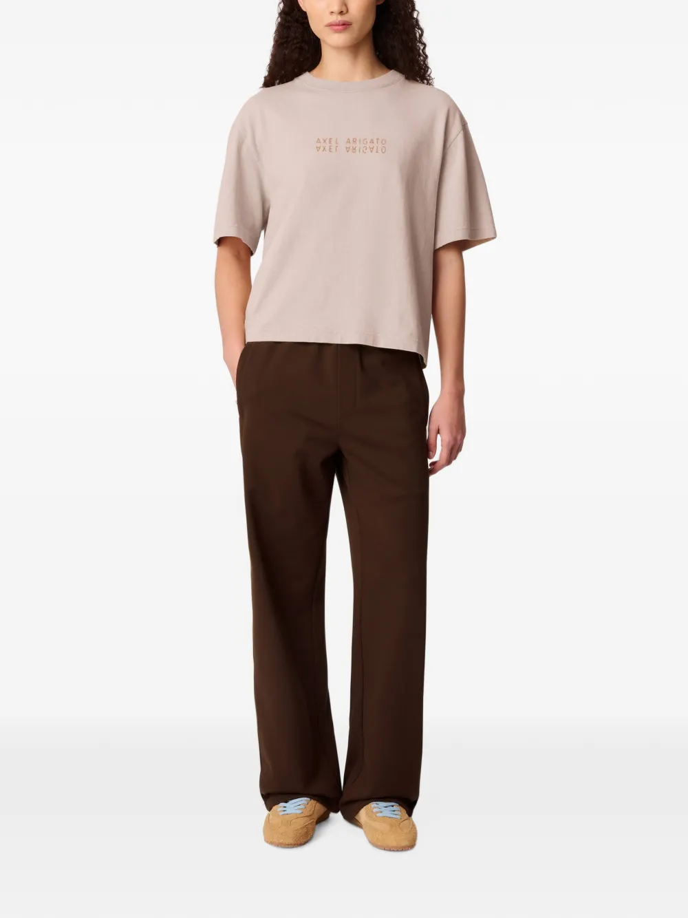 Axel Arigato T-shirt met Reflection logoprint Beige