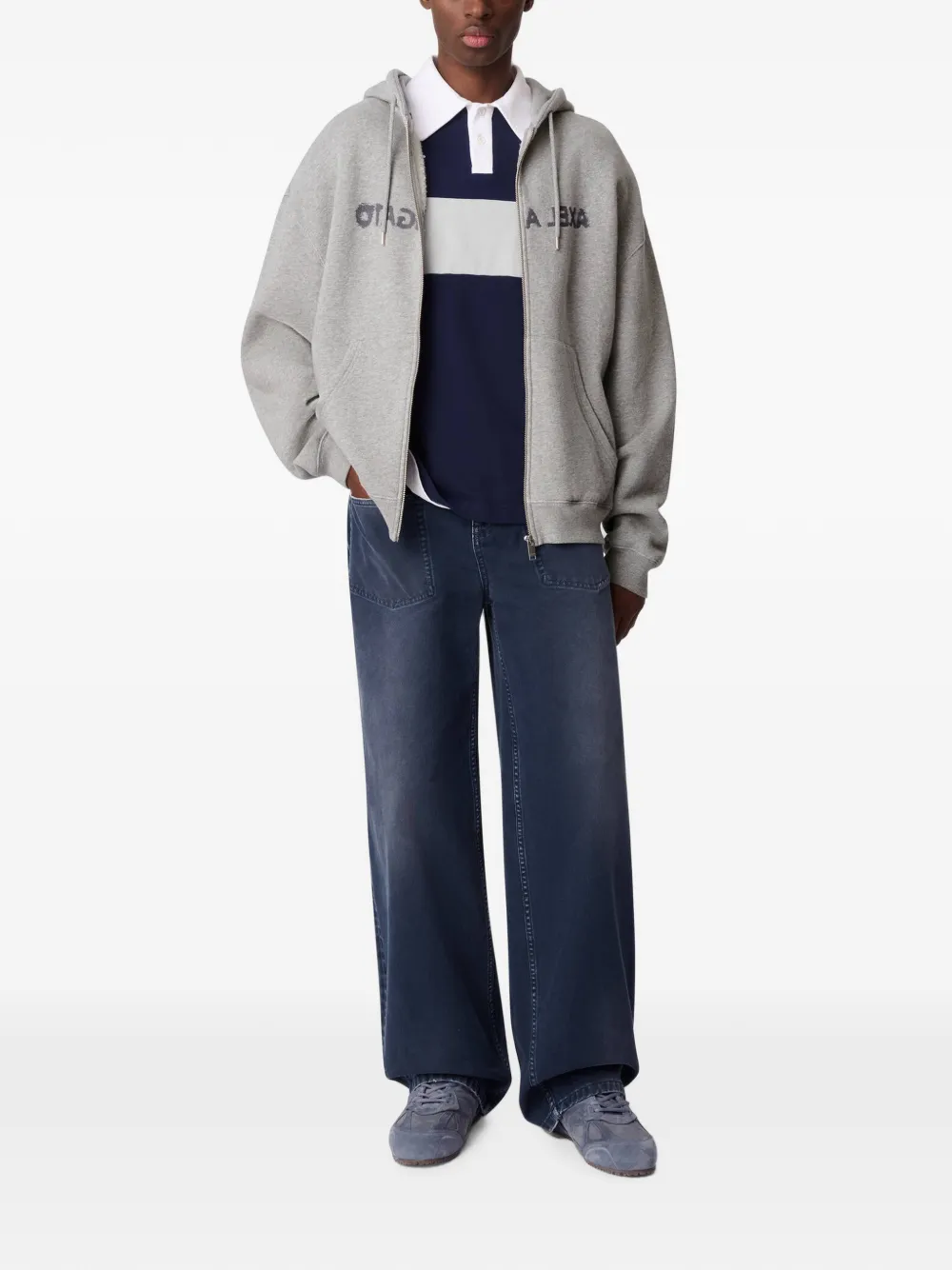 Axel Arigato Rhys hoodie met rits en geborduurd logo Grijs